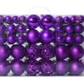 Premium set of 100 purple Christmas tree ornaments with matte and glitter finishes - 100 Pieces / Purple