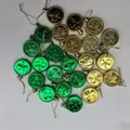 Mixed green and gold shamrock hanging ornaments for St. Patrick's Day party decor - Thick Coin (Gold+Green) / Set of 24