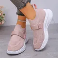 Pink mesh chunky sneakers with rhinestones and Velcro strap for a sporty casual look - 36 / Pink