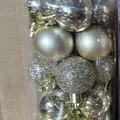 Decorative 24-piece set of gold and silver Christmas balls with matte and glitter finishes - Champagne Gold