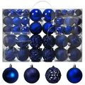 100-piece blue Christmas ball ornaments set with matte, glossy, and glitter finishes - 100pcs Pack / Sapphire Blue