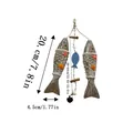 Mediterranean wooden fish hanging decoration with starfish and shell ornaments - Small (20x4.5cm) / Small Wooden Fish Starfish