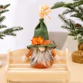 Handmade faceless Thanksgiving gnome doll decoration with maple leaf on green hat - Bearded Style (Male) / Green Hat