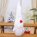 Nordic style plush Christmas gnome with tall white hat and red heart patch decoration. - White
