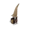 Handmade coffee gnome plush doll decoration with burlap hat and white braids - 10*11*29 / Female Style