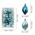 Detailed light blue starfruit Christmas ornaments set with dimensions in cm and inches - Lake Blue