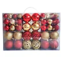 Set of 100 red and gold Christmas ornaments in a clear gift box for tree decoration - 100 Pieces / Red Gold