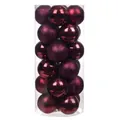 24-piece set of burgundy Christmas ball ornaments in shiny, matte, and glitter finishes - Burgundy