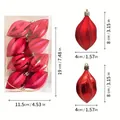 Set of red starfruit-shaped Christmas tree ornaments with dimensions for holiday decor - Wine Red