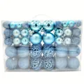 100-pack blue Christmas ball ornaments set with mixed finishes in a clear gift box - 100 Pieces / Light Lake Blue