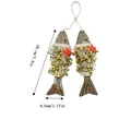Rustic wooden fish wall hangings with beads and starfish for outdoor patio decoration - Small (20x4.5cm) / Small Beaded Wooden Fish