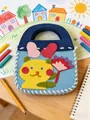 Detail view of a colorful DIY non-woven felt bag for kids with cute cartoon animal design. - Rabbit Bag