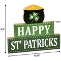 Wooden St. Patrick's Day table sign with dimensions 6.25 x 5.5 inches - Gold Pot Style (D)