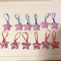12pcs American Independence Day cotton star hanging ornaments in classic red and blue - Style 2 / Set of 12
