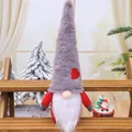 Handmade Christmas gnome plush with a tall grey furry hat and a red heart decoration - Gray