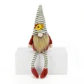Handcrafted Harvest festival gnome plush with sunflower detail and long striped dangling legs - Green Stripe