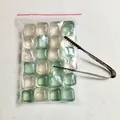 Set of reusable colorful plastic ice cubes in a bag with stainless steel tongs for drinks - Two-Tone Smooth Style / Set of 24