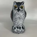 Realistic plastic owl bird deterrent statue for outdoor garden and patio decor - Round Ear Set / Red Back (Round Ear) + Inner Box + Bubble Bag