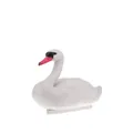 Detailed side view of a realistic white swan garden pond decoration figurine - White Swan