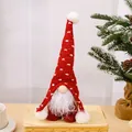 Nordic Christmas gnome with red knitted snowflake hat and long white beard ornament - Red