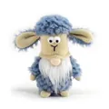 Detailed view of a cute sheep gnome plush ornament with blue fur and long white beard - Blue