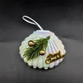 Schillernde Muschel Weihnachtsanhänger Candy Box mit goldenem Merry Christmas Dekor - Stil A (Goldenes Merry Christmas Etikett) / 1 Stück/Packung