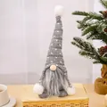 Nordic Christmas gnome plush doll with grey knitted star pattern hat and white beard - Gray
