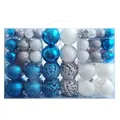 Blue and white Christmas ball ornament set in transparent gift box - 100 Pieces / Lake Blue, White and Silver