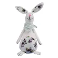 Easter bunny ornament made of linen with floral pattern and mint green scarf decor - Light Green