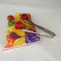 Set of colorful fruit-shaped reusable plastic ice cubes in a zipper bag with metal tongs - Fruit 24pcs with Clip
