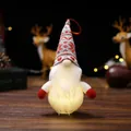 Handcrafted LED Christmas gnome plush ornament with warm white glowing body and knitted hat - Style B (White Body Style)