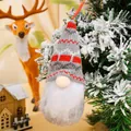 Handmade knitted Christmas gnome ornament with red and grey hat for Xmas tree decor - Style B