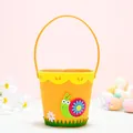 Handmade orange Easter felt basket featuring a cute green snail design for egg hunting - Easter Round Handheld Bucket - Snail / Orange (Snail)