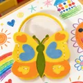 Detailed view of handmade DIY butterfly bag made from colorful non-woven felt for kids - Butterfly Style