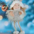 Lindo ángel de Navidad de peluche blanco con estrella plateada brillante, 15x8 cm - Muñeca Ángel de Navidad (K-C139) / 15*8cm
