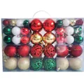 Set of colorful Christmas ball ornaments with shiny and matte textures in clear box - 100 Pieces / Gold Red Dark Green