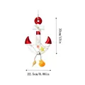Red and white Mediterranean wooden anchor wall hanging decor with shells and starfish - Red and White Anchor Style / Red