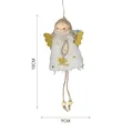 Handcrafted plush white angel girl Christmas ornament with golden wings and stars - White