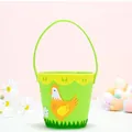 Green felt Easter basket with cute hen design for egg hunting and candy storage - Easter Round Handheld Bucket - Hen / Green (Hen)