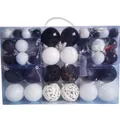 Elegant black and white Christmas ball ornament set in various textures for holiday tree decor - 100 Pieces / Black and White