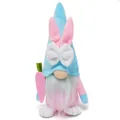 Cute Easter gnome plush doll with pink bunny ears and blue hat decor decoration - Male Style / 11*8*20cm