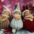 Juego de tres bonitos muñecos de ángel de Navidad de peluche en rojo, blanco y marrón - Set de tres piezas / K-C010 (Ángel Corazón a Rayas)