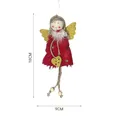 Handmade plush red Christmas angel hanging ornament with gold wings, size 18x9 cm - Red