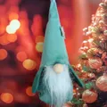 Handcrafted sage green Christmas gnome hanging ornament with fluffy white beard decoration - Sage Green Gnome Style (K-C055)