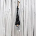 Handmade Christmas gnome hanging ornament with black knitted hat and grey beard. - Black