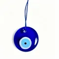 Traditional Turkish glass Evil Eye Nazar amulet pendant with hanging cord accessory - Glass Evil Eye Pendant / Diameter 3.3cm