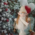 Handmade Nordic plush skiing angel ornament with white scarf for Christmas tree decoration - White Skier Style (K-C0100)
