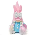Macro detail of Easter gnome plush showing bunny ears, white bow and braided pigtails - Female Style / 11*8*20cm