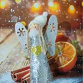 Muñeco de ángel con purpurina plateada hecho a mano para la decoración del árbol de Navidad - Estilo Ángel de Lentejuelas Plateadas (K-C110)