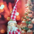 Lindo adorno de ángel de peluche con cuadros rojos para decoración de Navidad deco - Elfo de Cuadros Rojos y Blancos